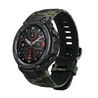 Image de kwmobile Bracelet Compatible avec Huami Amazfit T Rex/T Rex Pro de Rechange en TPU et Silicone pour Fitness Tracker Camouflage Noir Vert Clair foncé