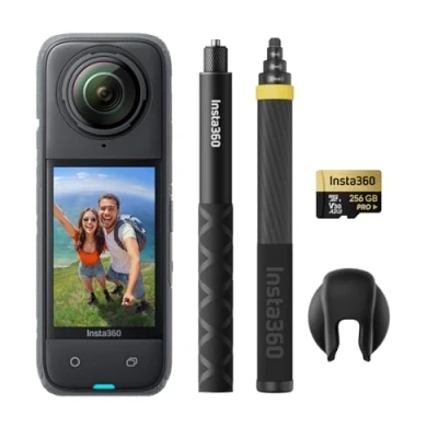 Image de Insta360 X4 Pack No Drone Caméra d&#039;action 360 8K étanche, vidéo Grand Angle 4K, Effet de Perche à Selfie Invisible, protège objectifs Amovibles, 135 Min d&#039;autonomie, édition IA
