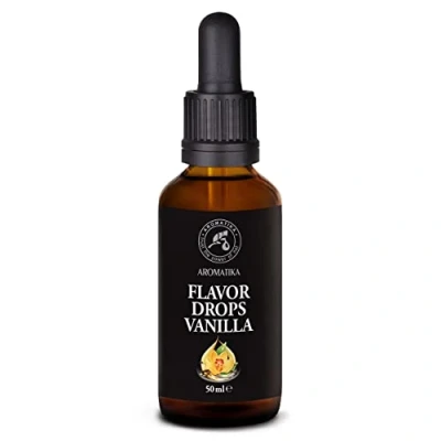 Image de Gouttes de Saveur Vanille 50ml Verre Foncé avec le Compte Arôme Alimentaire pour la Cuisson Vegan Zéro Calorie Concentré Flave Drops