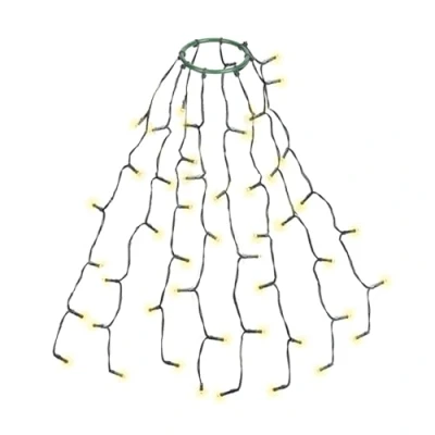 Image de SALCAR Éclairage de sapin Noël 0,6 m avec anneau et 8 guirlandes, chaîne lumineuse 48 LED, Noël, éclairage étanche pour 60 cm, 90 120 blanc chaud