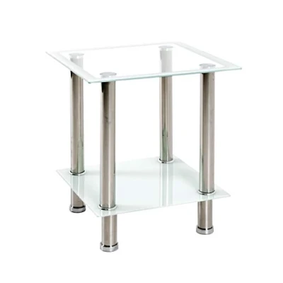 Image de HAKU Möbel Table Basse, Acier Inoxydable, Inoxydable Blanc, L 40 X P H 46 cm