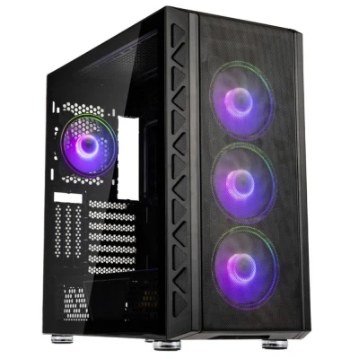 Image de Kolink Citadel Mesh ARGB Midi Tower boîtier PC E ATX RGB, Verre trempé pour PC, Tower, Coque avec Ventilateur,