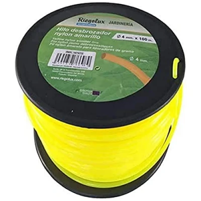 Image de RIEGOLUX 107674 Fil de débroussailleuse en Nylon Rond, Jaune, 3,3 mm x 100 m
