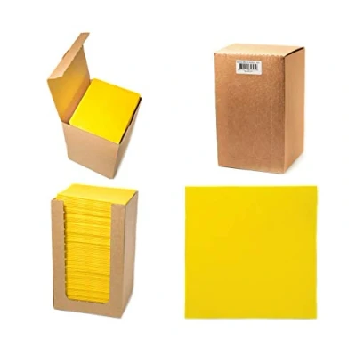 Image de Alvotex Chic Airlaid Lot de 100 Serviettes Table jetables à Plis 1/4 Aspect Tissu Jaune 20 x cm