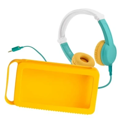 Image de Lunii Pack Accessoires Casque Audio pour Enfant dès 3 Ans + Coque Jaune conteuse Ma Fabrique à Histoires Voyage ou Le Quotidien
