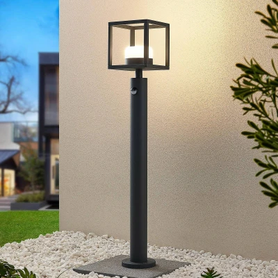 Image de Lucande luminaire extérieur Timio (Moderne) en Gris Aluminium (1 lampe,à GX53), Borne lumineuse, pour socle