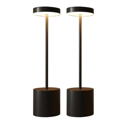 Image de CATAVANA Lot de 2 Lampes Table sans Fil Rechargeables LED pour Intérieur/Extérieur Cable USB C Lampe Tactile avec Variateur Design en Métal Marque Française Noir