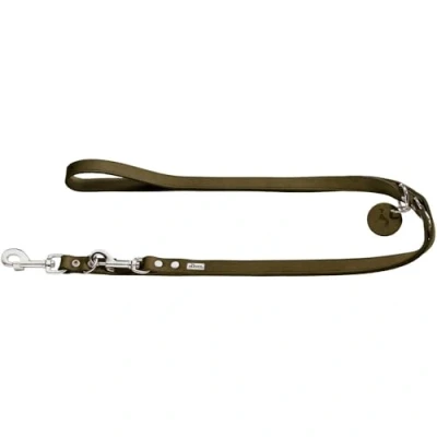 Image de HUNTER Laisse réglable pour Chien en Cuir Souple et Durable Vert Olive 1,6 x 200 cm