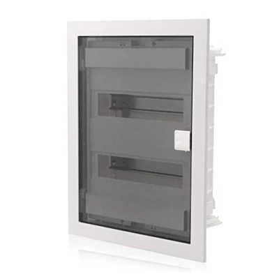 Image de Boîte à fusibles encastrée 2 rangées pour 24 modules IP40 avec porte transparente
