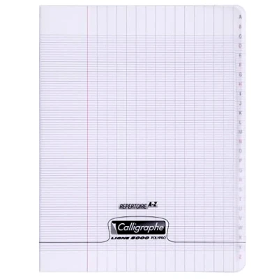 Image de Calligraphe 18851C Un Répertoire Agrafé Incolore (une Marque de Clairefontaine) 17x22 cm 96 Pages Grands Carreaux Papier Blanc 90 g Couverture Polypro Transparent