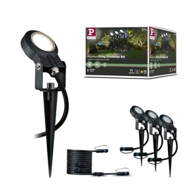 Image de Paulmann 93689 LED Plug &amp; Shine Luminaire d&#039;extérieur Sting incl. 3x6 watts gradable Piquet à planter Anthracite de jardin Alu Extérieur 3000 K