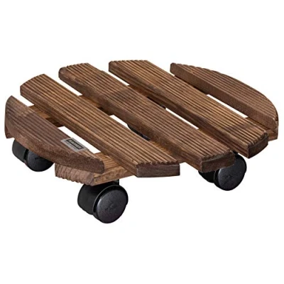 Image de WAGNER Support à roulettes pour pot de fleur COUNTRY Ø 30 x 8 cm l&#039;intérieur I Roule en bois massif antidérapant certifié FSC®, palissandre Capacité charge 100 kg Made in EU 20018301