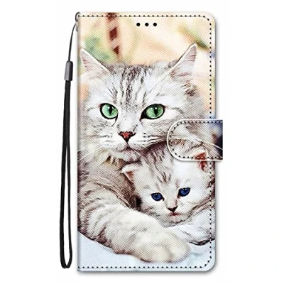 Image de Nodigo EU Coque pour Samsung Galaxy A55 5G Cuir Antichoc avec Support Clapet Design Motif Drôle Étui Bumper Kickstand Case Cover Housse Portefeuille Chat