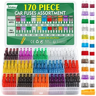 Image de Bolatus 170 Pcs Fusible Voiture, 110 Mini Auto + 60 Moyenne Automobile Extracteur (2A 3A 5A 7.5A 10A 15A 20A 25A 30A 35A 40A) Fusibles pour Moto Truck RV Camion