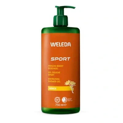 Image de WELEDA Gel Douche sport Arnica 750 ml Tonus et énergie pour un effet coup de fouet avant l&#039;effort ou moment détente après une séance NATRUE