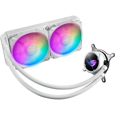 Image de ASUS ROG Strix LC II 240 ARGB White Edition Refroidisseur CPU à liquide tout en un avec Aura Sync, support Intel LGA 1700 et AMD AM4/TR4 2 ventilateurs RGB adressables de 120 mm Blanc