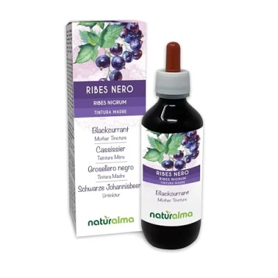 Image de Cassissier (Ribes nigrum) feuilles et fruits Teinture Mère sans alcool Naturalma Extrait liquide gouttes 200 ml Complément alimentaire Végétalien ou végan