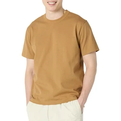 Image de Amazon Essentials T shirt En Coton Épais Coupe Décontractée Homme, Havane Foncé, L