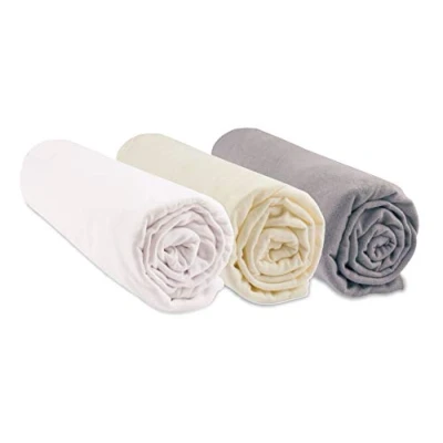 Image de Lot de 3 Draps Housse 70x160 cm Lit Bébé Enfant 70 x 160 Coton Bio Noisette Blanc Écru Extensible &amp; Respirant Sommeil sain Marque Easy Dort Certifié GOTS Oeko Tex Fabriqué en Europe