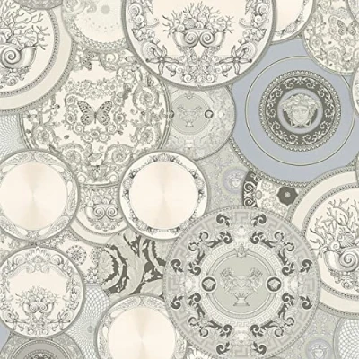 Image de Papier peint Versace Design Les Etoiles de la Mer 2 intissé 10.05 m x 0.70 Argent Gris Blanc Made in Germany 349013 34901 3