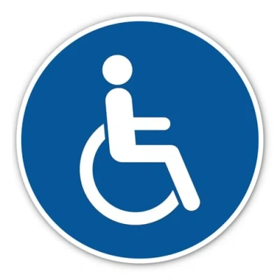 Image de Pour les utilisateurs de fauteuils roulants ou personnes handicapées, signe d&#039;obligation, conforme à la norme DIN EN ISO 7010 / ASR A1.3 Autocollant : 20 cm, 1 pièce
