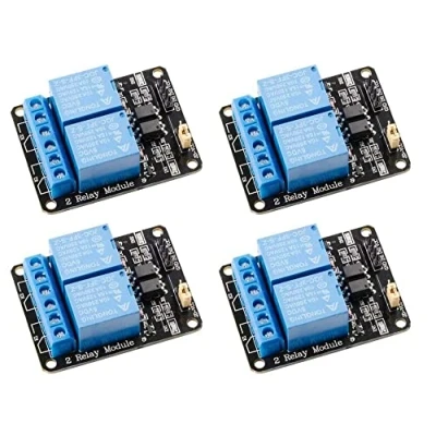 Image de Fasizi Lot de 4 modules relais 5 V 2 canaux avec optocoupleur faible niveau pour MEGA R3 1280 DSP ARM PIC AVR STM32 Raspberry Pi