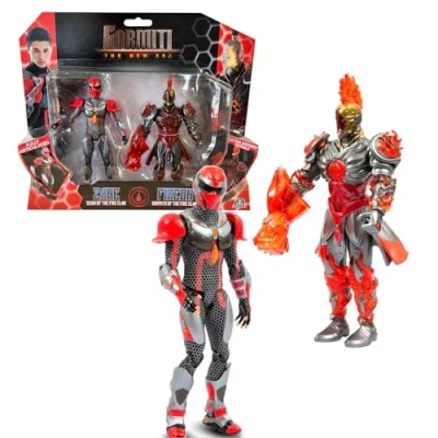 Image de Gormiti, Coffret 2 Figurines 15 cm, Scion + Gormiti associé, Modèle Feu Zane et Fireon, pour Les Enfants à partir de 4 Ans, GRV192