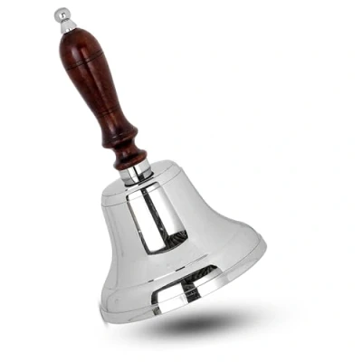 Image de Arsuk d&#039;école Clochette, grelot Pere Noel, Cloche de Table, Clochette Classe, morteau avec Manche en Bois (Argent), 30 x 14.7 14.7cm, 700g