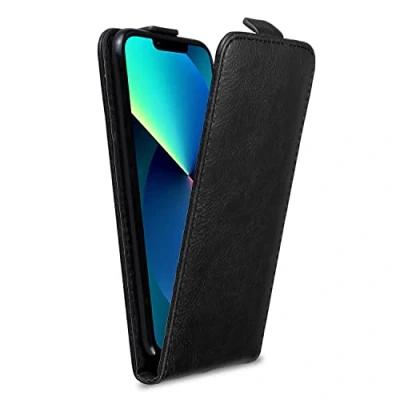 Image de Coque pour Apple iPhone 13 PRO en NOIR de JAIS Housse protection Étui au design flip similicuir lisse Neuf