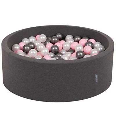 Image de KiddyMoon Piscine À Balles pour Bébé Rond 90X30cm/200 7Cm Fosses Boules Jouet Enfant, Gris Foncé:Perle/Rose Clair/Argenté