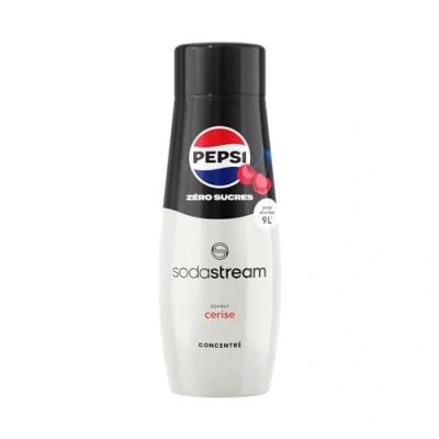 Image de SodaStream Concentré Pepsi Cherry Zéro pour Machine à Eau Pétillante et Soda Préparez jusqu&#039;à 9 Litres de en Quelques Secondes, Goût Original, 440ml