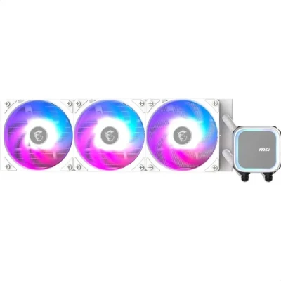 Image de MSI MAG CORELIQUID A13 360 WHITE Watercooling AIO Couverture complète du CPU, design circuit d&#039;eau amélioré, ARGB, CycloBlade 7, Radiateur Split Flow, Ventilateurs à roulement de type Rifle