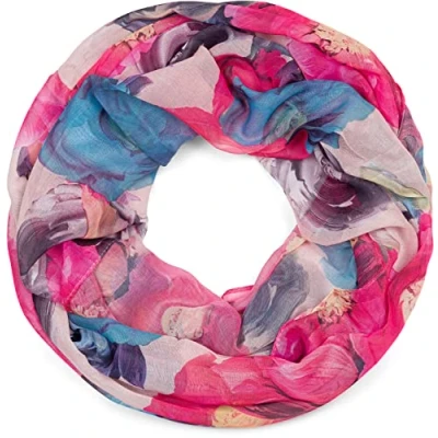Image de styleBREAKER foulard loop pour femmes avec motif floral coloré, léger d&#039;été multicolore 01016217, couleur:Jaune rose bleu