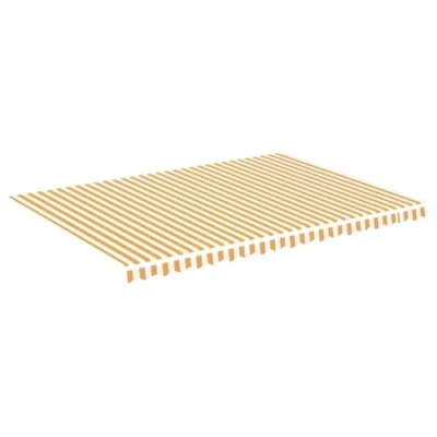 Image de vidaXL Tissu de Remplacement pour Auvent Toile d&#039;Auvent Rechange Store Banne Jardin Patio Terrasse Extérieur Jaune et Blanc 5x3,5 m