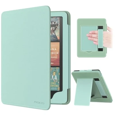Image de MoKo Étui Compatible avec 7&quot;/6,8 Pouces Kindle Paperwhite(12e Gén. 2024/11e 2021), Coque de Protection Dragonne, Auto Réveil/Veille pour Paperwhite 2024, Vert Agave