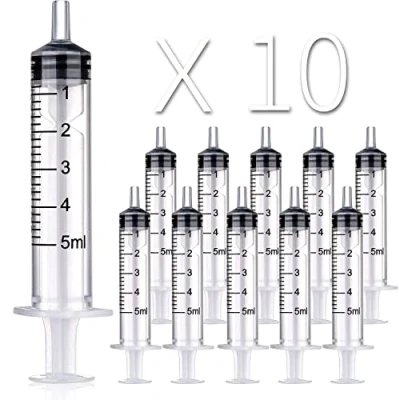 Image de GSSFASHION Lot de 10 seringues 5 ml/5 cc sans aiguille pour l&#039;artisanat, l&#039;alimentation des animaux domestiques, l&#039;industrie et la science (5 ml), transparentes