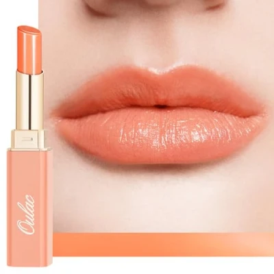 Image de Oulac Rouge a Levre et Baume 2 in 1 à Lèvres Orange Juteux Brillant, Soin Pour les Lèvres, Hydrate Sèches, Gercées Abîmées, Vegan (21) Juicy Melon