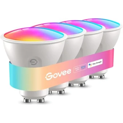 Image de Govee Ampoule Connectée WiFi, LED GU10 RGBWW Fonctionne avec Matter, Alexa et Google Home, Lampe Intelligente 400LM Dimmable, 16 Millions de Couleurs, Synchronisation Musique, 4 Pack