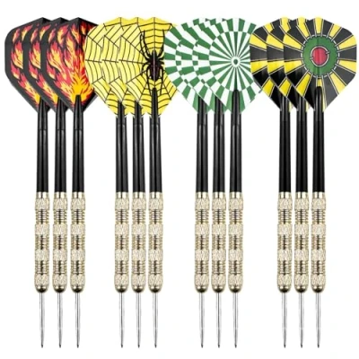 Image de WinGluge 12 Pièces Flechette Pointe Acier 14 Grammes, Jeu de Fléchettes, Set Flechettes Professionnel, Darts en Métal, Universels Accessoires Fléchette avec Poignée Texturée, Sûre et Durable