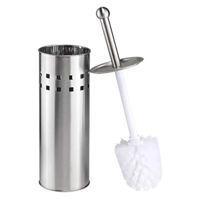 Image de Bambelaa! Brosse WC avec support En acier inoxydable Argenté/blanc