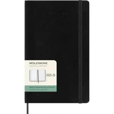 Image de Moleskine Weekly Planner 2025 2026, Agenda Hebdomadaire 18 Mois avec Espace pour Notes, Couverture Souple et Fermeture Élastique, Format Large 13 x 21 cm, Couleur Noire