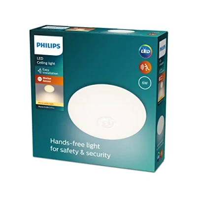 Image de Philips Mauve plafonnier avec détecteur de mouvement, 6W, 2700K, Blanc