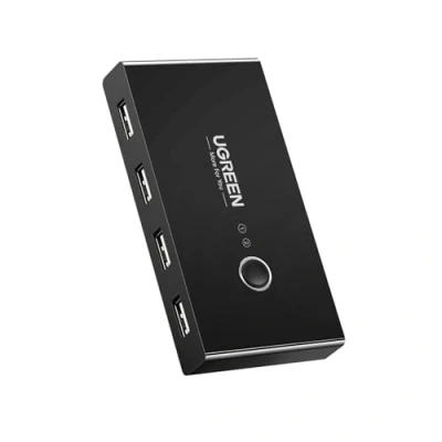 Image de UGREEN USB 2.0 Switch 4 Ports pour 2 PC Entrées Sorties Commutateur Clavier Souris Clé Disque Dur Externe Imprimante Scanner Câbles Inclus