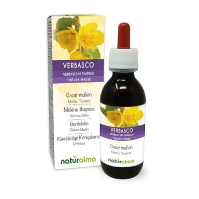 Image de Molène thapsus ou bouillon blanc (Verbascum thapsus) fleurs et feuilles Teinture Mère sans alcool Naturalma Extrait liquide gouttes 120 ml Complément alimentaire Végétalien végan
