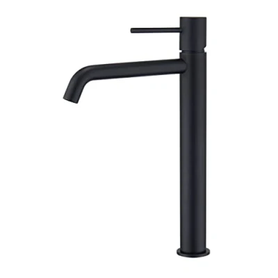 Image de Mice BDM039 3NG Robinet mitigeur de lavabo bec haut fabriqué en laiton Noir mat