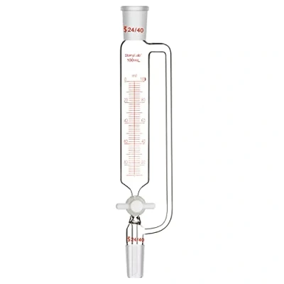 Image de stonylab Entonnoir á Gradué Égalisateur de Pression, Addition Funnel Dropping Supplémentaire en Verre Borosilicate avec Robinet d&#039;arrêt PTFE pour Laboratoire (Joint 24/40, 100 ml)