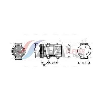 Image de AVA COOLING SYSTEMS FDAK167 compresseur De Climatisation FS10 12V PAG 46 R134a avec huile PAG, embrayage magnétique, sans diode