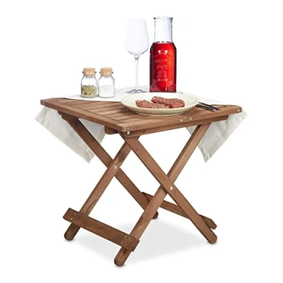 Image de Relaxdays Table Pliante en Bois, pour Salon, Balcon et terrasse, Robuste, Console, HLP : 50 x cm, Marron