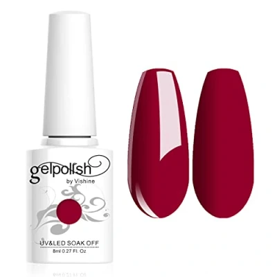 Image de Vishine Vernis à ongles 8ml Semi permanent GelPolish Soak off UV LED Manucure Gels Rouge foncé #1447