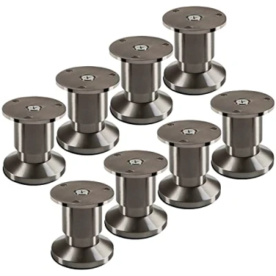 Image de SOTECH 8 Pieds de meuble TERRA hauteur 50 mm aspect inox brossé canapé réglables en jusqu&#039;à 15 maxi, charge 250 kg/par pied